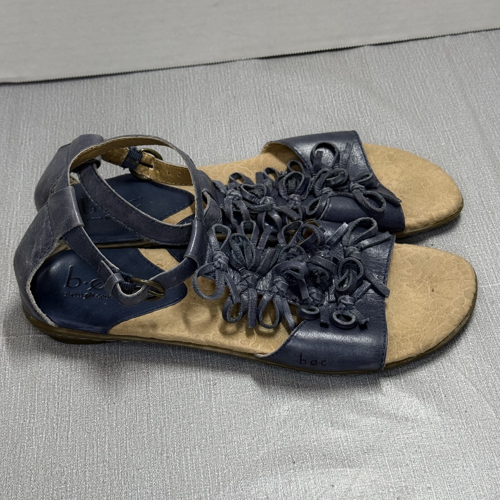 Boc Born Concept Navy Leather Bow Gladiator Sandals Size 9 - Picture 7 of 9